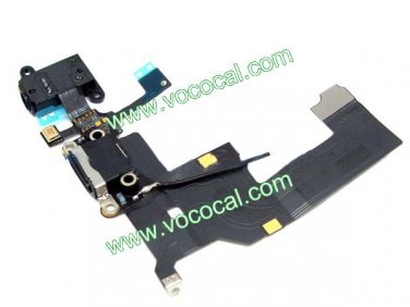 Charging Port and Headphone Jack Flex Cable Replacement for iPhone 5 Black