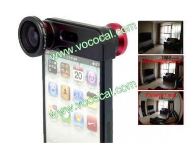 3in1 Fish Eye + Wide Angle + Macro Lens Camera Kit for iPhone 5 Red