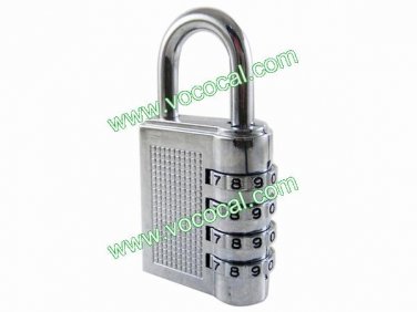 4 Dial Combination Portable Luggage Password Lock Padlock Silver