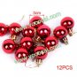 12 x Red Grossy Christmas Ball X'Mas Tree Showcase Decorative Ornament 1.2"