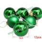 12 x Green Grossy Christmas Ball X'Mas Tree Showcase Decorative Ornament 1.2"