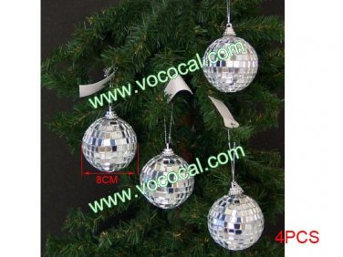 4 x Silver Mirror Christmas Ball XMas Tree Showcase Decoration Ornament 3.1"