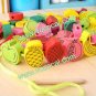 Educational Preschool Wooden Fruits Threading Beads Toy for Kids Children