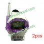 2 Pcs Cute Walkie Talkie Digital Watches for Kids Silver + Purple