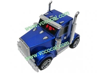 Truck Car Shape TF Card USB FM Radio Mini Portable Speaker Sound Box Blue