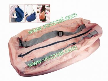 Multifunctional Foldable Shopping Travel Backpack Shoulder Bag Pouch Light Pink