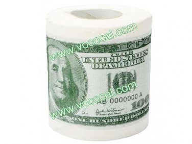 Creative 100 Dollar Bill Pattern Roll Tissue Paper White + Deep green