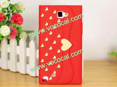 Cute Wallet Shape Silicone Case Cover Skin for Samsung Galaxy Note 2 N7100 Red