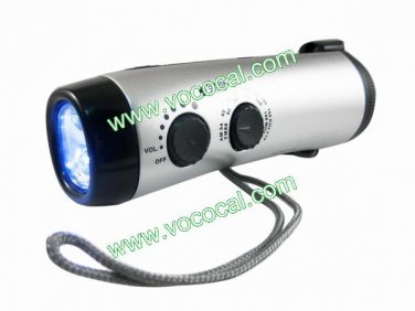 5 LED Dynamo Wind up Camping Outdoor Radio Flashlight Torch Light