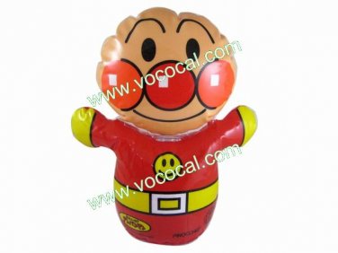 Cute Swim Pool Water Inflatable Toy Roly-poly for Kids Light Yellow + Red