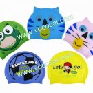 Fashion Cartoon Silicone Swim Cap Swimming Hat for Children Kids
