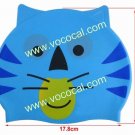 Blue Tiger Fashion Cartoon Silicone Swim Cap Swimming Hat for Children Kids