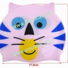 Pink Tiger Fashion Cartoon Silicone Swim Cap Swimming Hat for Children Kids