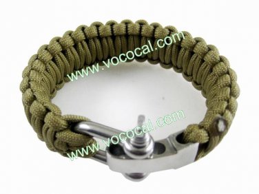 Adjustable Paracord Parachute Cord Survival Bracelet Wristband w/ Steel Buckle