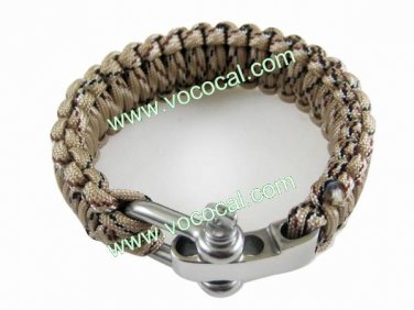 Adjustable Paracord Parachute Cord Survival Bracelet Wristband w/ Steel Buckle