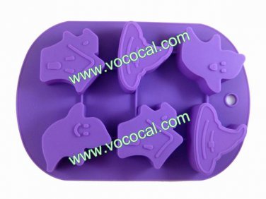 3D Ghost Muffin Cake Chocolate Silicone Baking Mold 6-Cavity Tray Purple