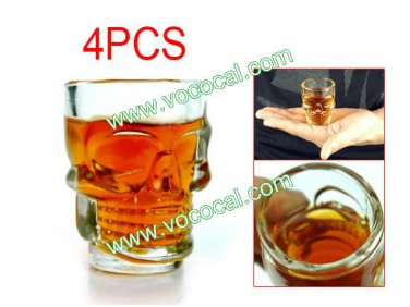 4 X Novelty Crystal Skull Head Vodka Whiskey Shot Glass Drinking Ware