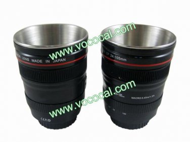 2*Mini Camera 24-105mm Lens Cup Stainless Interior Coffee Tea Mug Holder
