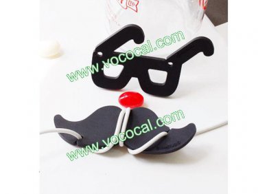 Cute Silicone Eyeglass + Mustache Earphone Cable Cord Winder Organizer Black