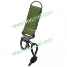 Hanging Hook Keychain w/ Nylon Band Strap for Backpack Bag Green + Black