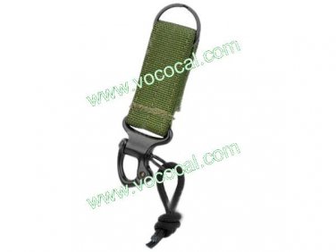Hanging Hook Keychain w/ Nylon Band Strap for Backpack Bag Green + Black