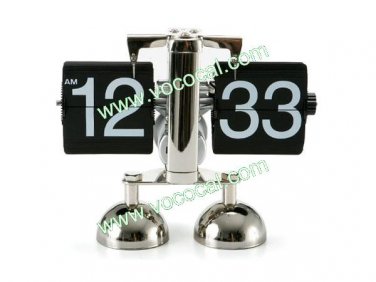 Retro Modern Scale Auto Flip Metal Dual Stand Desk Table Clock