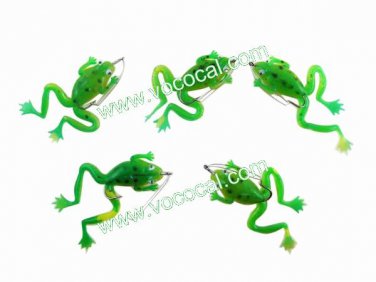 5 Pcs Soft Frog Fishing Lure Fish Bait Molds Tackle With Hook