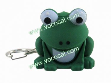 Cute Frog LED Light Sound Keychain Key Chain Ring Keyring