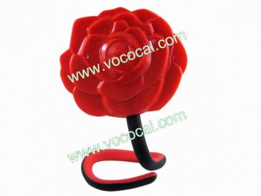 Beautiful 3D Rose Pattern Flexible Compact Cosmetic Stand Table Mirror Red