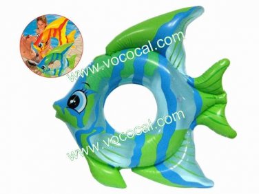 Inflatable Kids Children Swimming Float Swim Ring Trainer W/ Fish Shape Green