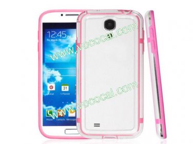 Pink TPU + PC Bumper Case Cover for Samsung Galaxy S4 I9500
