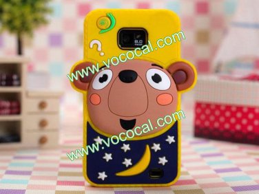 Cute Cartoon Bear Animal Silicone Case Cover for Samsung Galaxy S2 i9100 Yellow