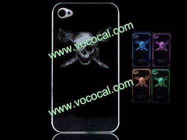 Pirate Skull LED Flash Light Color Change Hard Case Cover for iPhone 4 4G 4S