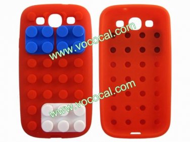 Red Cartoon Building Block 3D Silicone Case Cover for Samsung Galaxy S3 i9300