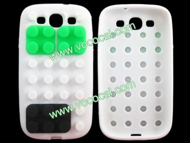 White Cartoon Building Block 3D Silicone Case Cover for Samsung Galaxy S3 i9300
