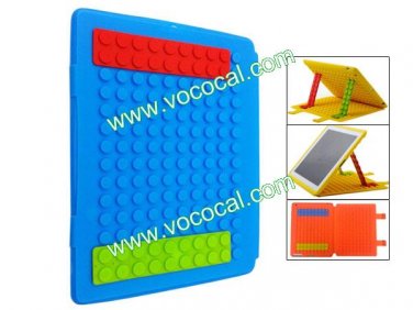 Silicone Building Block Smart Stand Case Cover Skin for iPad 2 3 with Dormancy