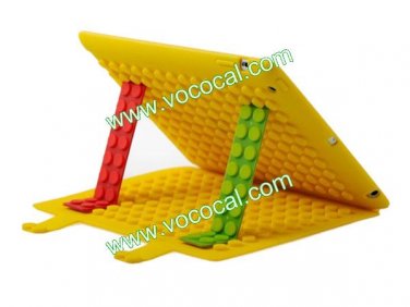 Silicone Building Block Smart Stand Case Cover Skin for iPad 2 3 with Dormancy