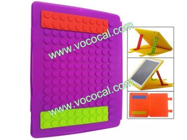 Silicone Building Block Smart Stand Case Cover Skin for iPad 2 3 with Dormancy