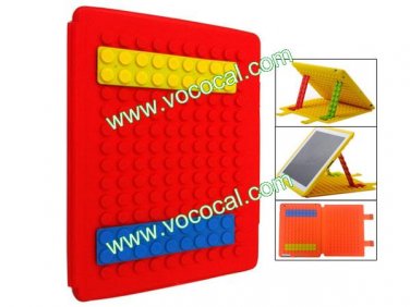 Silicone Building Block Smart Stand Case Cover Skin for iPad 2 3 with Dormancy
