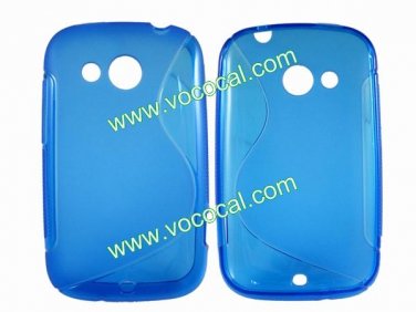 S Line Soft Flexible TPU Case Cover Skin for HTC A320e Desire C Blue