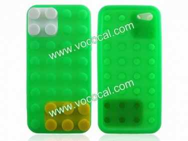 New 3D Building Block Silicone Case Cover Skin for iPhone 5 Green