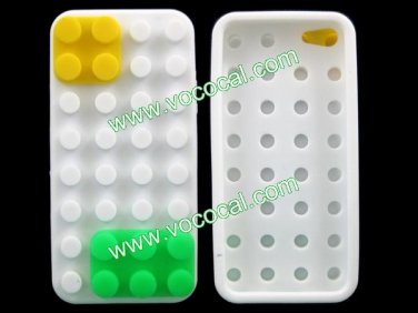 New 3D Building Block Silicone Case Cover Skin for iPhone 5 White