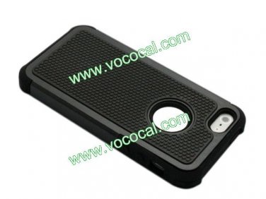 Combo 2 Pieces Protective Fashion Robot Case Cover Skin for iPhone 5 Black
