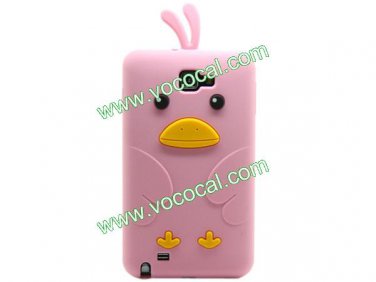 Cute 3D Chicken Silicone Case Cover Skin for Samsung Galaxy Note 2 N7100 Pink