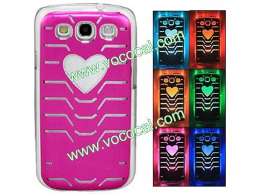 Hollow Sense LED Flash Light Hard Case Cover for Samsung Galaxy S3 i9300 Peach