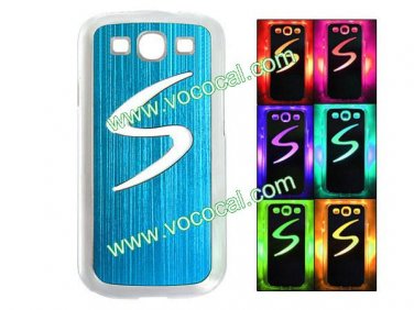 S Pattern Sense LED Flash Light Hard Case Cover for Samsung Galaxy S3 i9300 Blue