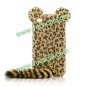 Cute 3D Plush Tail Leopard TPU Case Cover Skin for iPhone 5 Yellow