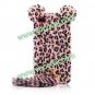 Cute 3D Plush Tail Leopard TPU Case Cover Skin for iPhone 5 Pink