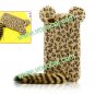 Cute 3D Plush Tail Leopard TPU Case Cover Skin for iPhone 4 4S Yellow