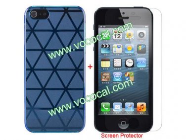 Triangle PC Case Cover + Ultra Clear Screen Protector for iPhone 5 Blue